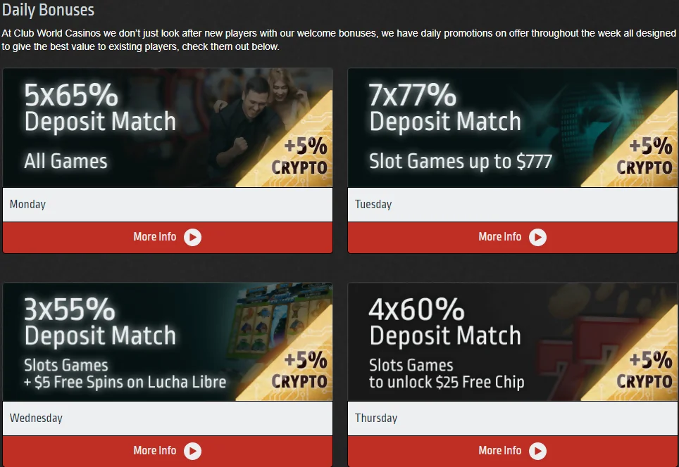 ClubWorld Casino bonuses