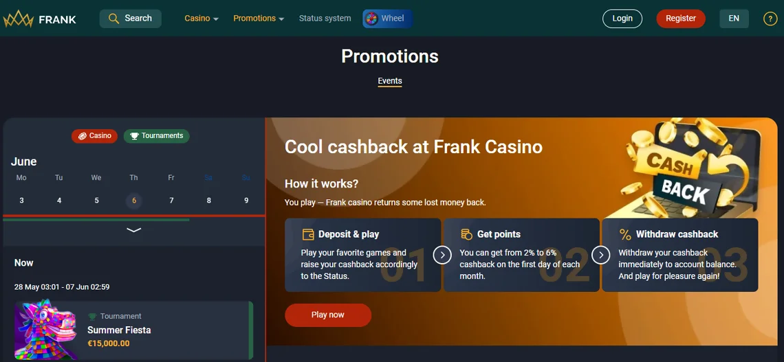 Frank casino bonuses