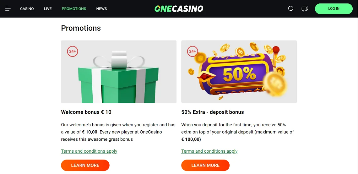 One Casino Bonuses