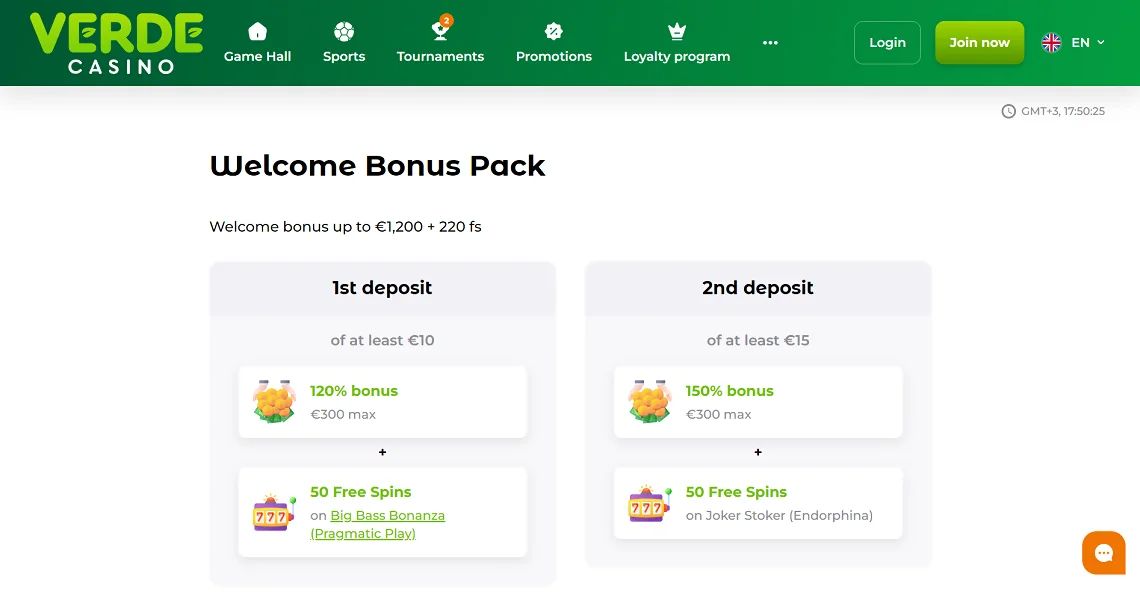 Verde Casino Welcome Bonus